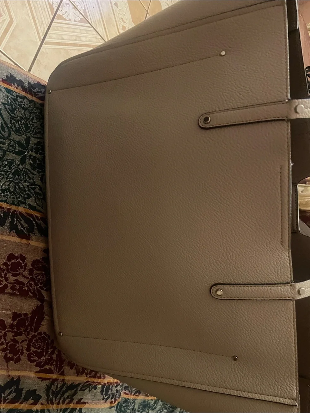 Calvin Klein Taupe Pebble Leather Laptop Tote